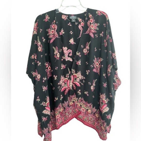 Angie Kimono Medium Floral Open Front Cardigan Boho Fairy Hippie Romantic Flowy - Picture 1 of 11